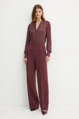 Overal Twinset bordová farba, s golierom, 242TT2103