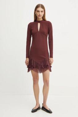 Šaty Twinset bordová farba, midi, priliehavé, 242TT2302