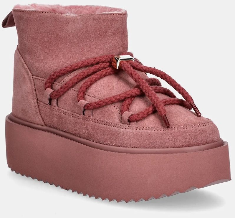 Semišové snehule Inuikii Classic Low Platform ružová farba, 75204-004