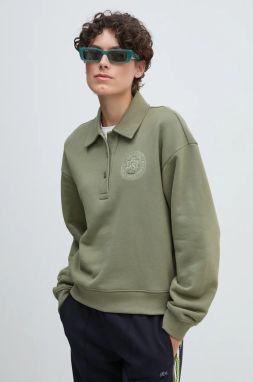 Bavlnená mikina Lacoste dámska, zelená farba, jednofarebná, SF2641