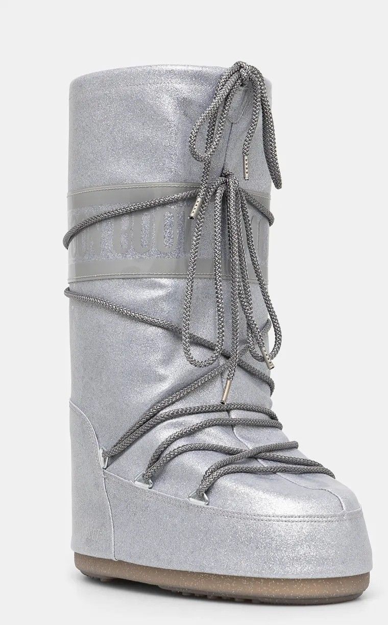 Snehule Moon Boot MB ICON GLITTER strieborná farba, 80D1402850 H001