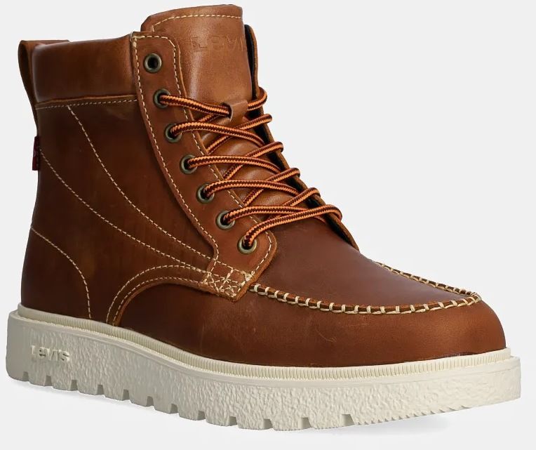Kožené členkové topánky Levi's ABNER RED TAB pánske, hnedá farba, 000FD-0002