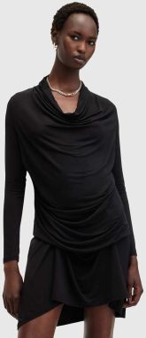 Šaty AllSaints AMEI DRESS čierna farba, mini, rovný strih, W022DB