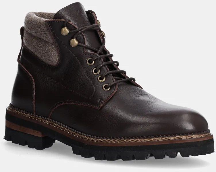 Členkové topánky Hackett London RANGE STONE pánske, hnedá farba, HMS21423