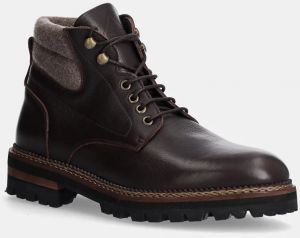 Členkové topánky Hackett London RANGE STONE pánske, hnedá farba, HMS21423