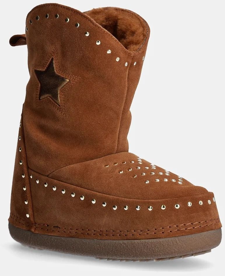 Semišové snehule Inuikii Cowboy Studs hnedá farba, 75101-066