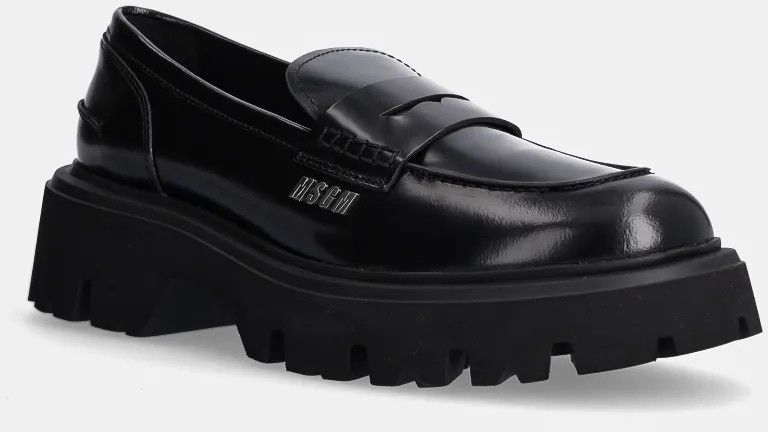 Kožené mokasíny MSGM pánske, čierna farba, 3740MS153 513