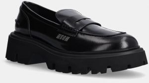 Kožené mokasíny MSGM pánske, čierna farba, 3740MS153 513