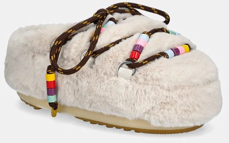 Papuče Moon Boot MB MULE FAUX FUR BEADS béžová farba, 80D1460250 L002