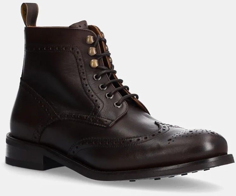 Kožená obuv Hackett London JAME BROGUEBOOT pánska, hnedá farba, HMS21425