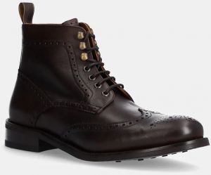 Kožená obuv Hackett London JAME BROGUEBOOT pánska, hnedá farba, HMS21425