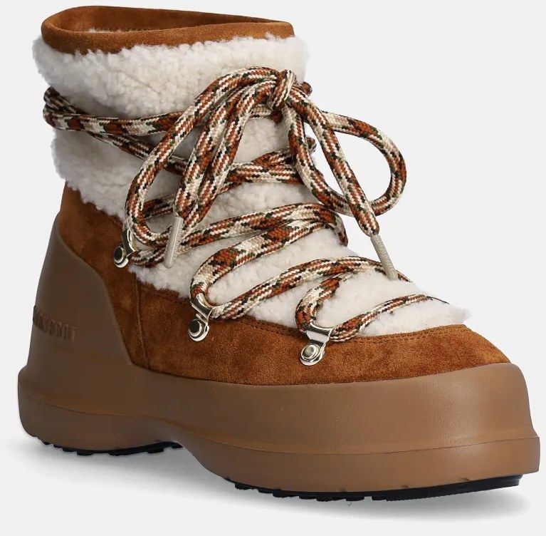 Semišové snehule Moon Boot MB LUNA BOOT SHEARLING hnedá farba, 80D2480020 MA03