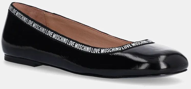 Kožené balerínky Love Moschino čierna farba, JA11051G0LII0000