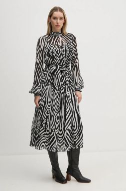 Šaty DIANE VON FURSTENBERG čierna farba, midi, áčkový strih, DVFDL3S002