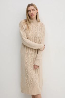 Vlnené šaty Barbour béžová farba, mini, oversize, LDR0834
