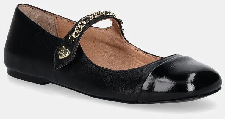Kožené balerínky Love Moschino čierna farba, JA11061G0LIE300A