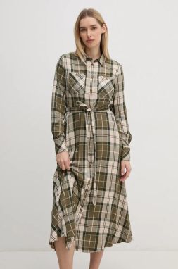 Šaty Barbour zelená farba, midi, áčkový strih, LDR0859
