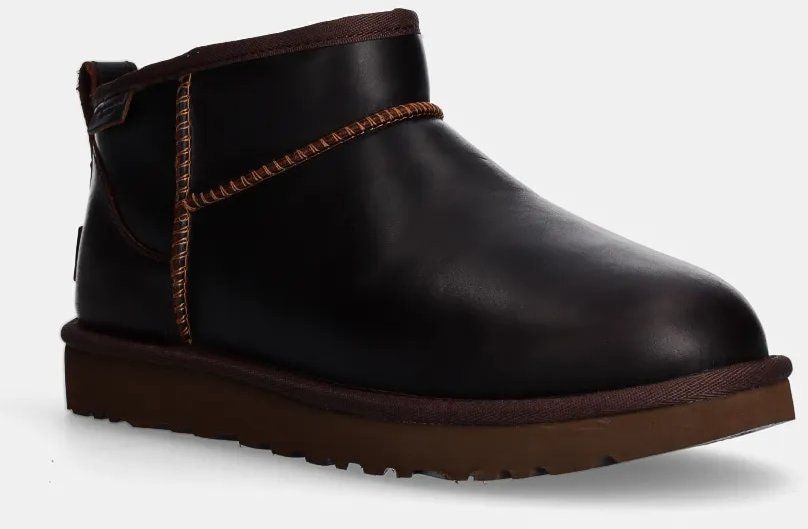 Kožené snehule UGG Classic Ultra Mini Lthr Regen hnedá farba, 1163490-IWD