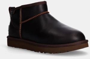 Kožené snehule UGG Classic Ultra Mini Lthr Regen hnedá farba, 1163490-IWD