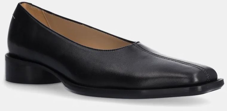 Kožené balerínky MM6 Maison Margiela čierna farba, S66WZ0034.P3628