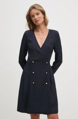Šaty Tommy Hilfiger tmavomodrá farba, mini, rovný strih, WW0WW43034