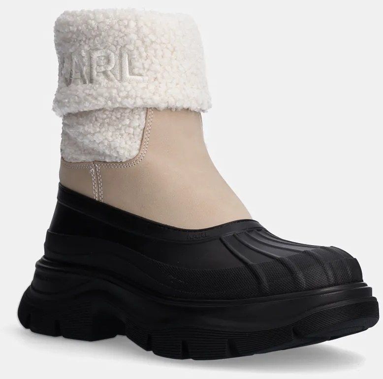 Snehule Karl Lagerfeld LUNA SNOW dámske, béžová farba, na platforme, jemne zateplené, KL42965