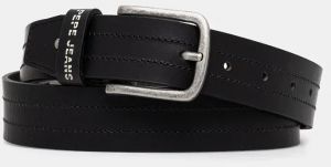 Kožený opasok Pepe Jeans ELMER BELT pánsky, čierna farba, PM021029
