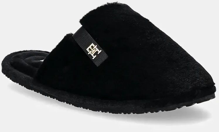Papuče Tommy Hilfiger TH COMFORT HOME SLIPPER čierna farba, FW0FW08138