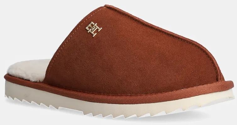 Papuče Tommy Hilfiger TH ELEVATED COMFORT HOME SLIPPER hnedá farba, FW0FW08396