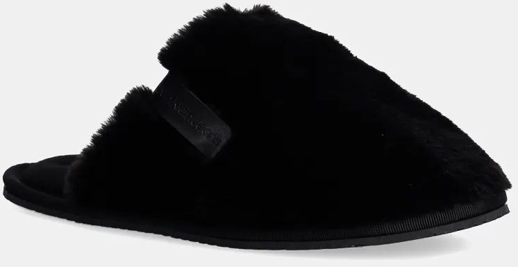 Papuče Calvin Klein Jeans HOTEL SLIPPER FUR AFTER GLOW čierna farba, YW0YW01593