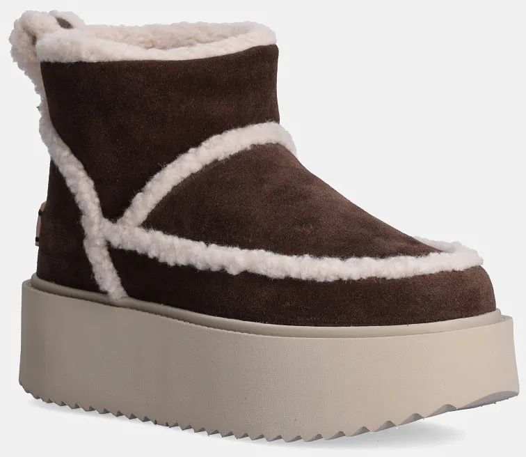 Semišové snehule Inuikii Inuikii X Coccinelle Classic Low Shearling hnedá farba, 75204-150