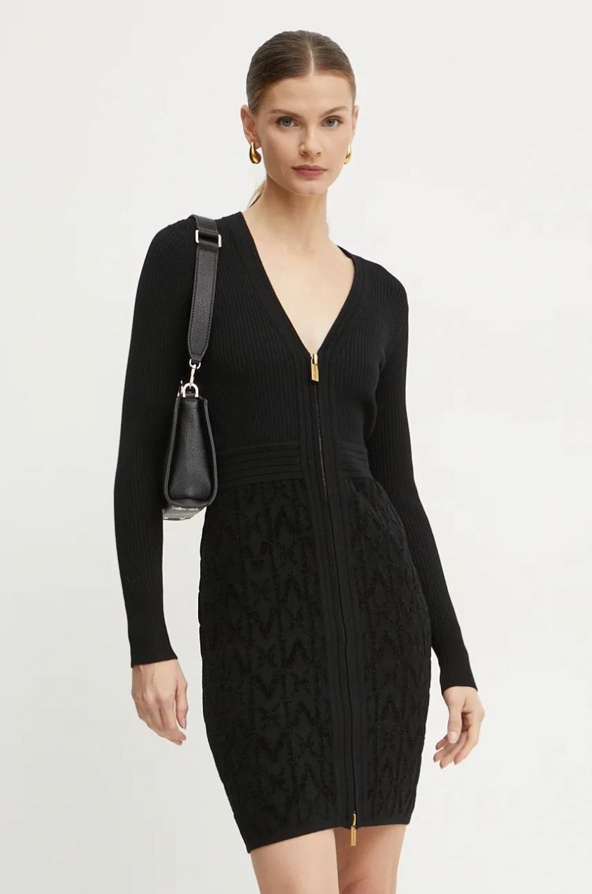 Šaty Marciano Guess HERMIONE čierna farba, midi, rovný strih, 4BGK91 5661Z