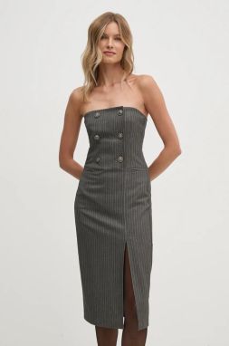 Šaty Sisley šedá farba, mini, priliehavá, 4OPDLV06L