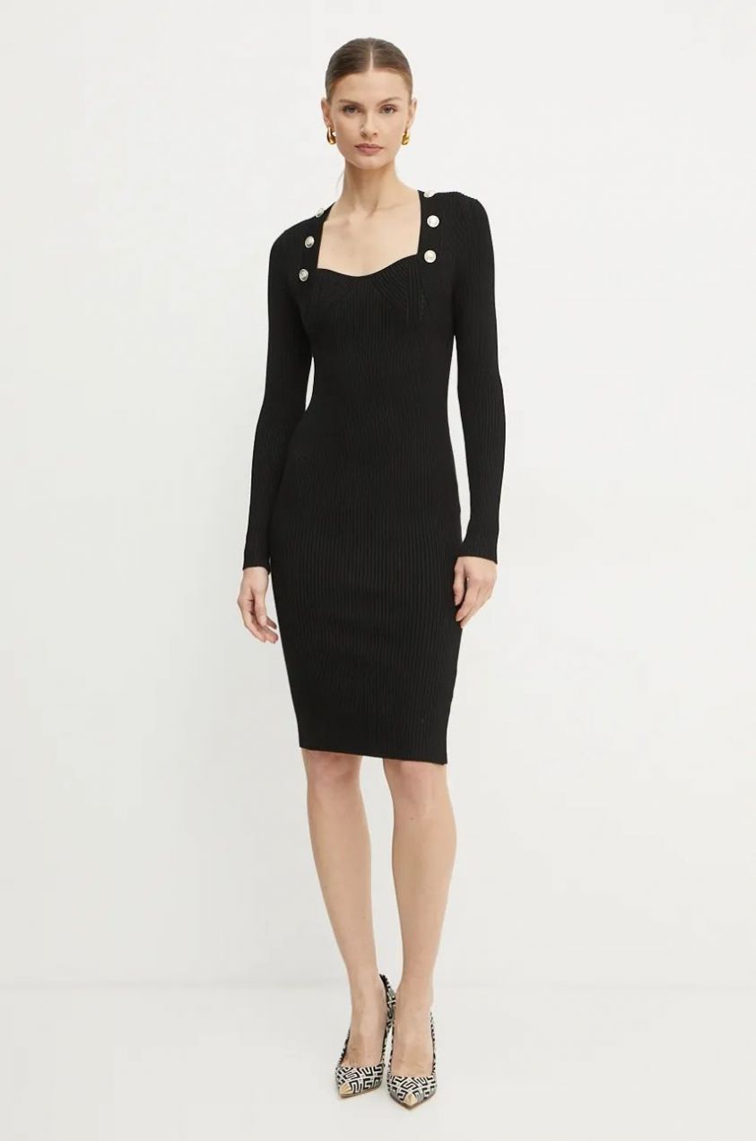 Šaty Marciano Guess LUNA čierna farba, midi, priliehavé, 4BGK01 5613Z
