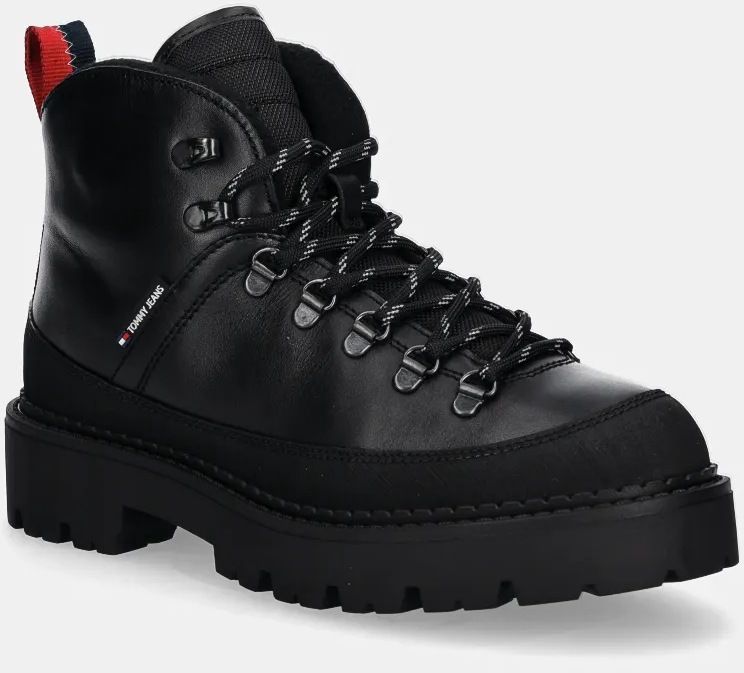 Topánky Tommy Jeans TJM HIKING BOOT WL pánske, čierna farba, EM0EM01491