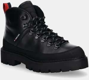 Topánky Tommy Jeans TJM HIKING BOOT WL pánske, čierna farba, EM0EM01491