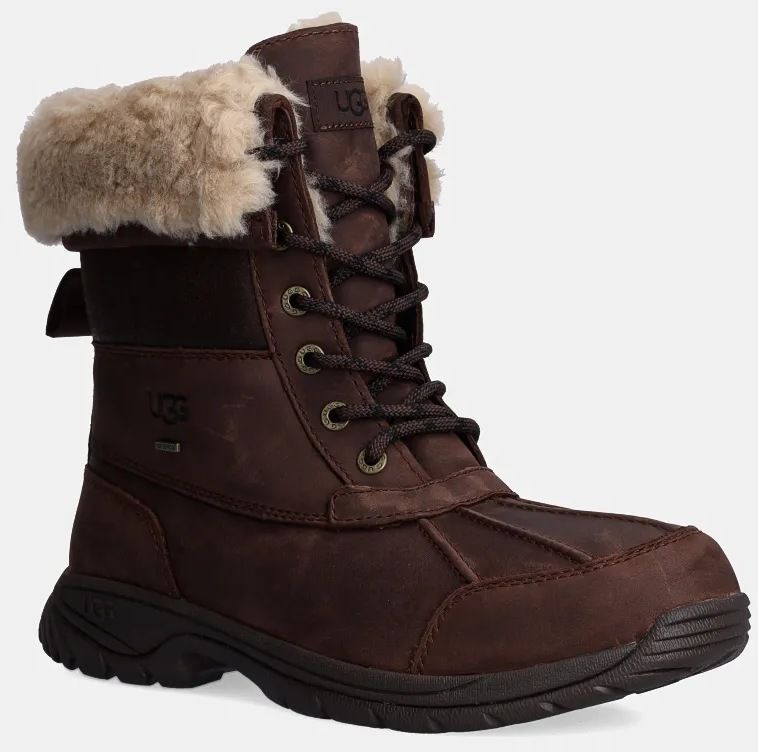 Kožené členkové topánky UGG Butte Distressed pánske, hnedá farba, 1159510-BCDR