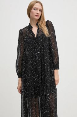 Šaty Sisley čierna farba, midi, áčkový strih, 42UMLV06U