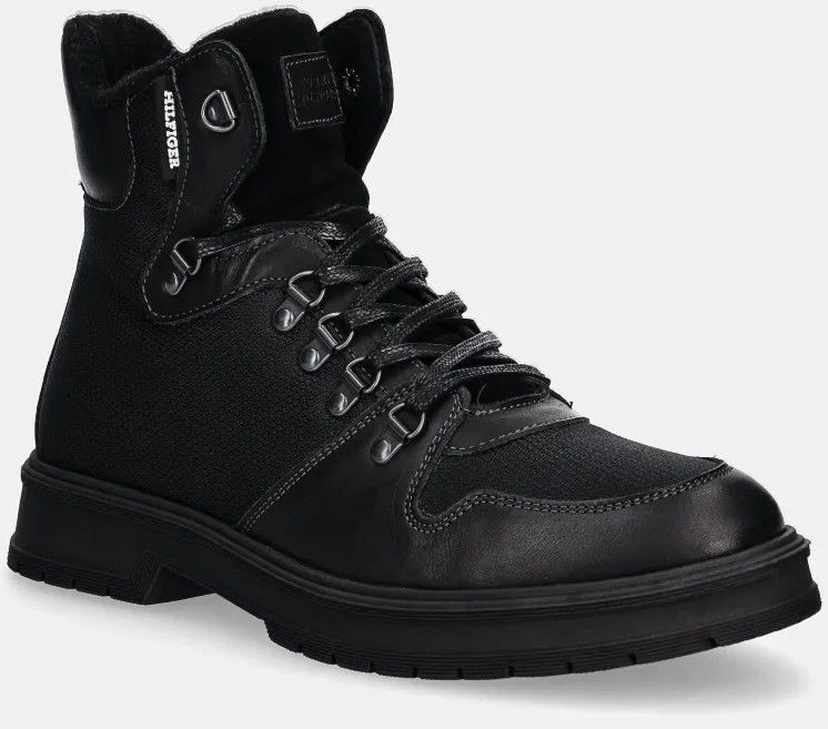 Topánky Tommy Hilfiger HILFIGER WARM CORDURA MIX BOOT pánske, čierna farba, FM0FM05180