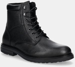 Kožená obuv Tommy Hilfiger HILFIGER OUTDOOR WARM LTH BOOT pánska, čierna farba, FM0FM05192