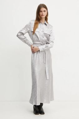Šaty Pinko strieborná farba, maxi, áčkový strih, 104426 A285