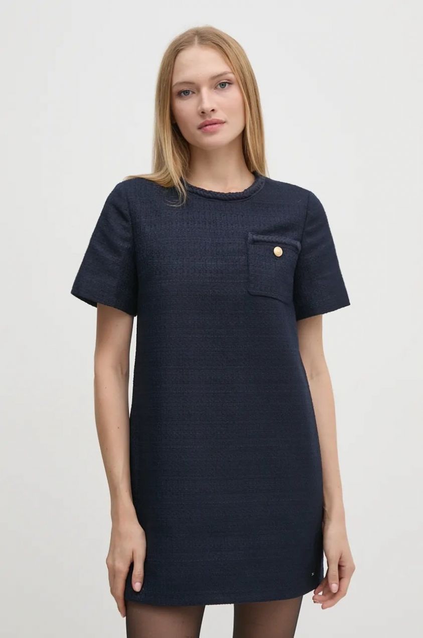 Šaty Tommy Hilfiger tmavomodrá farba, mini, rovný strih, WW0WW43560