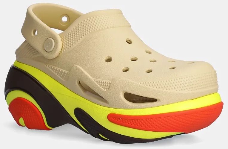 Šľapky Crocs Bubble Crush Clog dámske, béžová farba, na platforme, 210061
