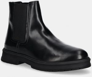 Kožené topánky chelsea Tommy Hilfiger HILFIGER ABRASIV WARM LTH CHELS pánske, čierna farba, FM0FM05176