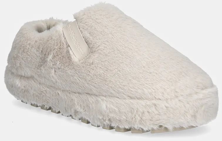 Papuče Calvin Klein Jeans HOME ANKE SLIPPER WN FUR béžová farba, YW0YW01596