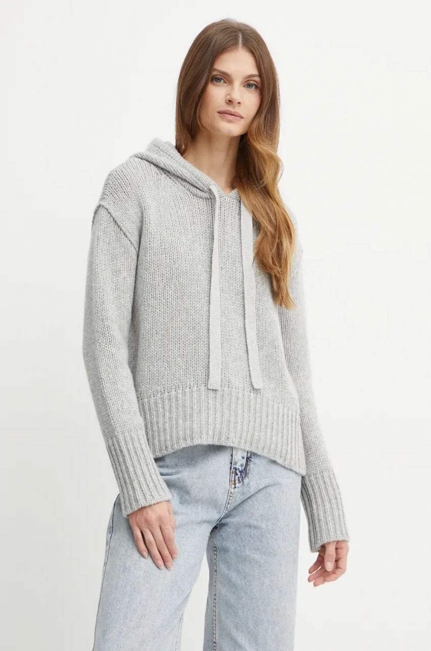 Vlnený sveter Forte Forte dámsky, šedá farba, teplý, 13337_my knit