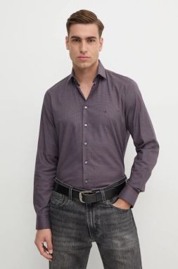 Košeľa Calvin Klein pánska, fialová farba, regular, s talianskym golierom, K10K113544