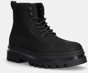 Nubukové topánky Calvin Klein Jeans LUGGED LACEUP BOOT OXF HIKING NB čierna farba, YM0YM01076