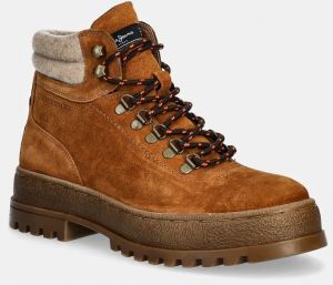 Semišové topánky Pepe Jeans PMS50251 pánske, hnedá farba, LINCOLN HIKING