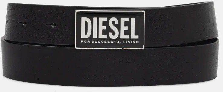 Kožený opasok Diesel B-GLOSSY II pánsky, čierna farba, X09945.PR227